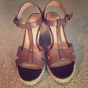 Studded espadrille trimmed wedges